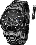 OLEVS Relojes para Hombres de Negocios de Acero Inoxidable, a Prueba de Agua, Estilo Casual Formal