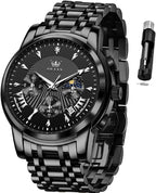 OLEVS Relojes para Hombres de Negocios de Acero Inoxidable, a Prueba de Agua, Estilo Casual Formal