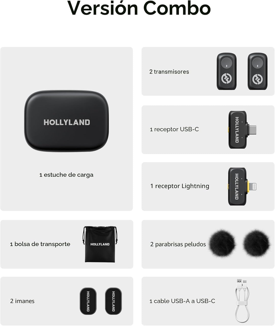 Micrófono inalámbrico Hollyland Lark A1 Mini para iPhone y Android,...