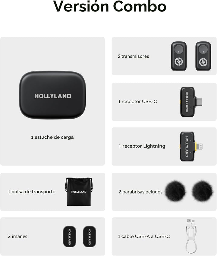 Micrófono inalámbrico Hollyland Lark A1 Mini para iPhone y Android,...