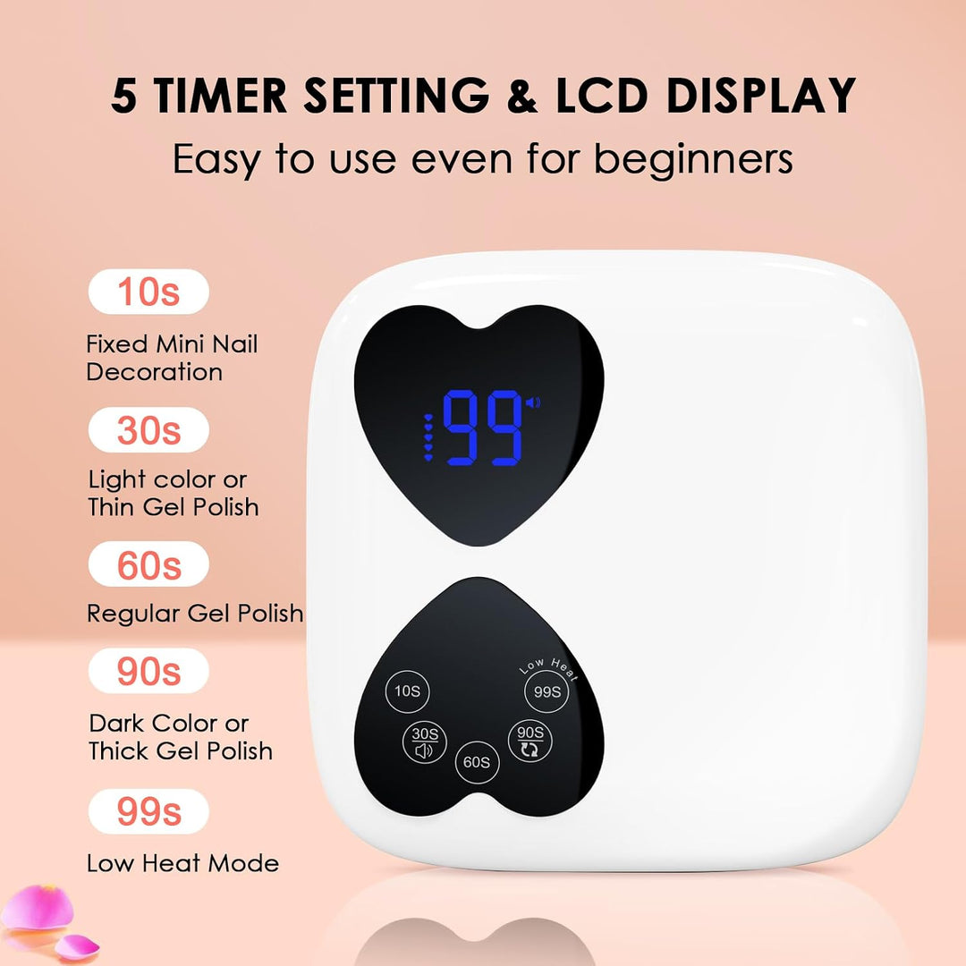 HUITINE - Lámpara de uñas LED UV, inalámbrica, 80 W, recargable, lu...