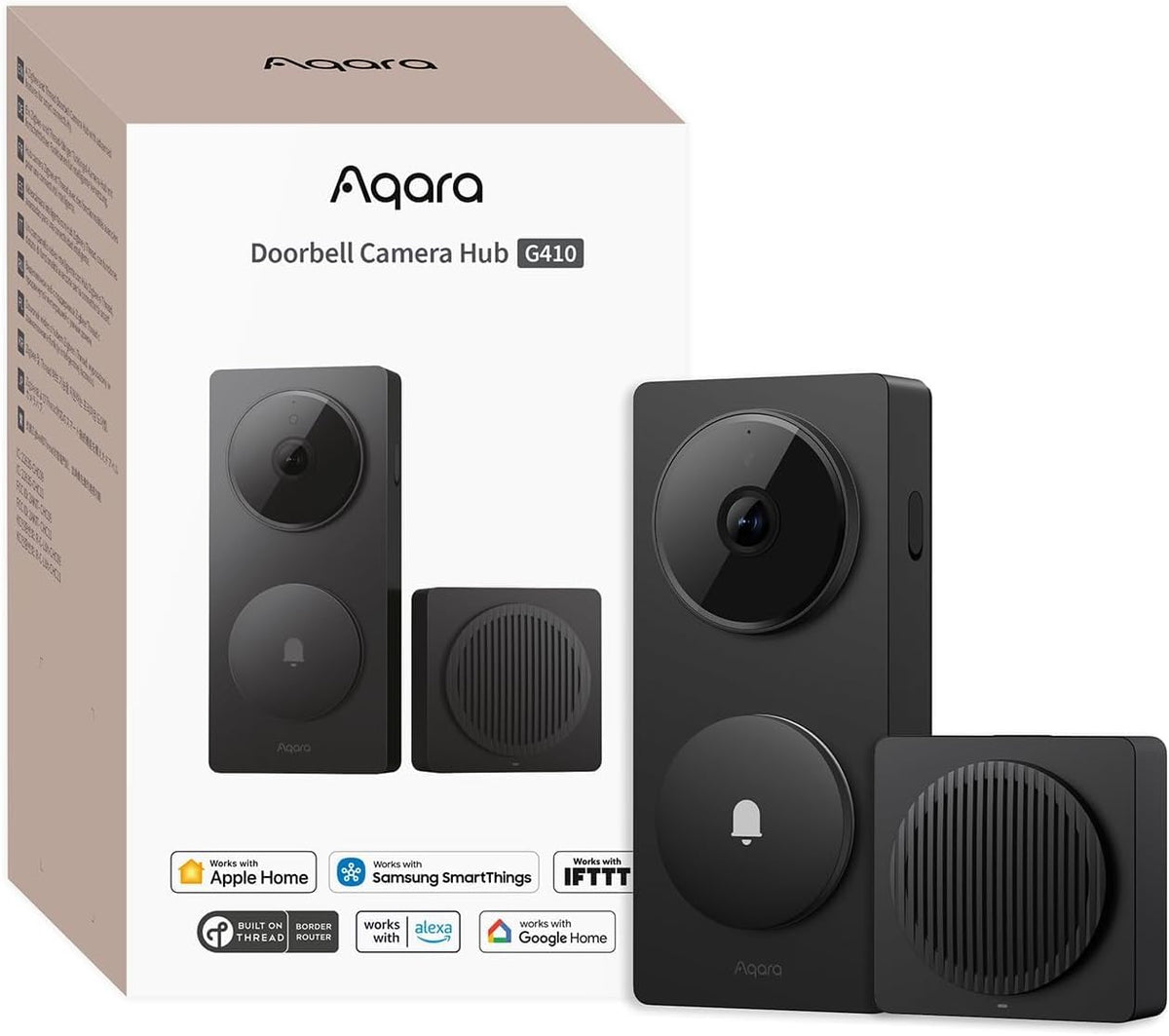 Aqara Smart Doorbell Camera G410 con Chime, HomeKit Secure Video, negro