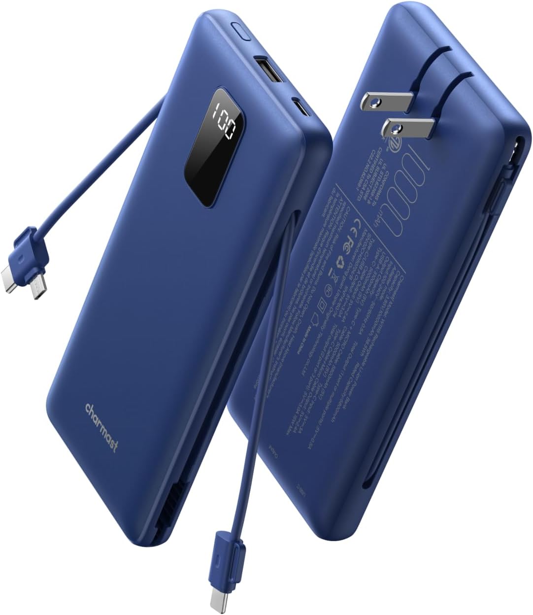 charmast Banco portátil 10000mAh del poder del cargador con el enchufe