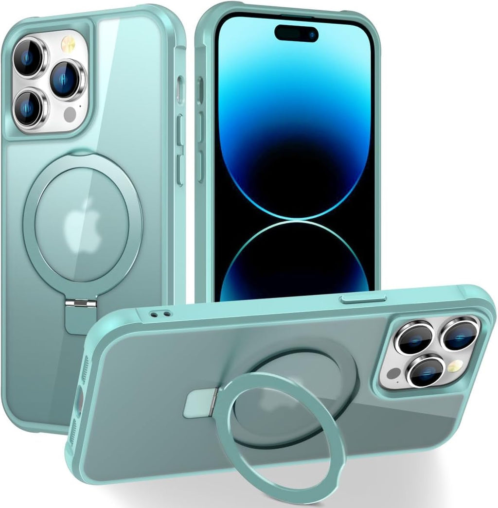 Funda compatible con iPhone 14 Pro con soporte, verde azulado