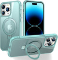 Funda compatible con iPhone 14 Pro con soporte, verde azulado