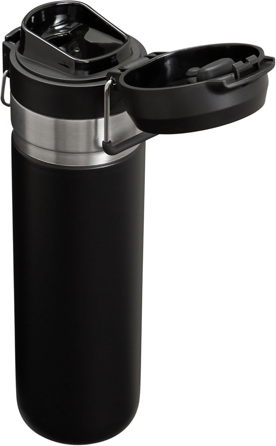 Stanley Quick Flip GO Botella de Agua de 24 oz | Tapa con Botón Pulsador | A Prueba de Fugas y Empacable para Viajes y Deportes | Acero Inoxidable Aislado | Sin BPA | Negro 2.0