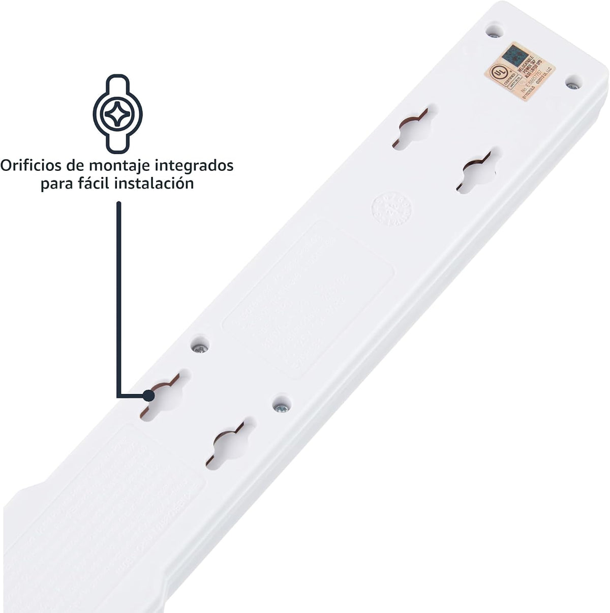 Lámpara Amazon Basics Regleta protectora de sobretensiones, 6 tomas, 790 julios, interruptor de circuito, indicador LED, cable de extensión de 6 pies, color blanco (paquete de 2)