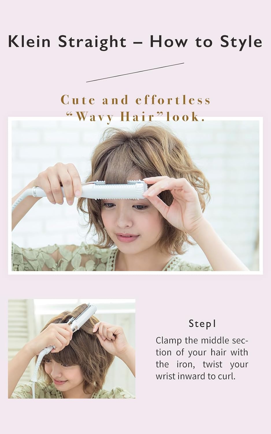 Creates ION - Plancha plana para cabello liso Klein, color rosa, li...