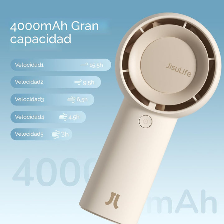 JISULIFE Ventilador turbo portátil portátil recargable 4000mAh 5 ve...