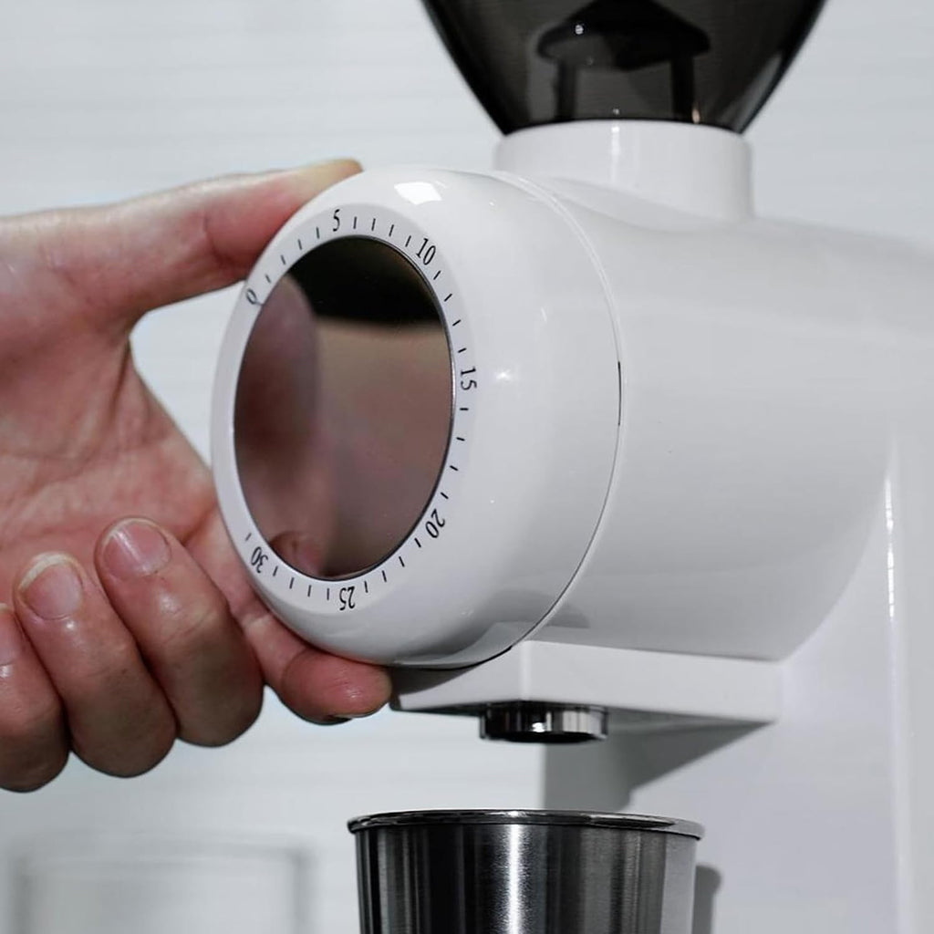 Molinillo de café eléctrico M1004 para uso doméstico con molienda precisa, rebabas de 1.890 in, soporte de embudo desmontable, diseño antiestático