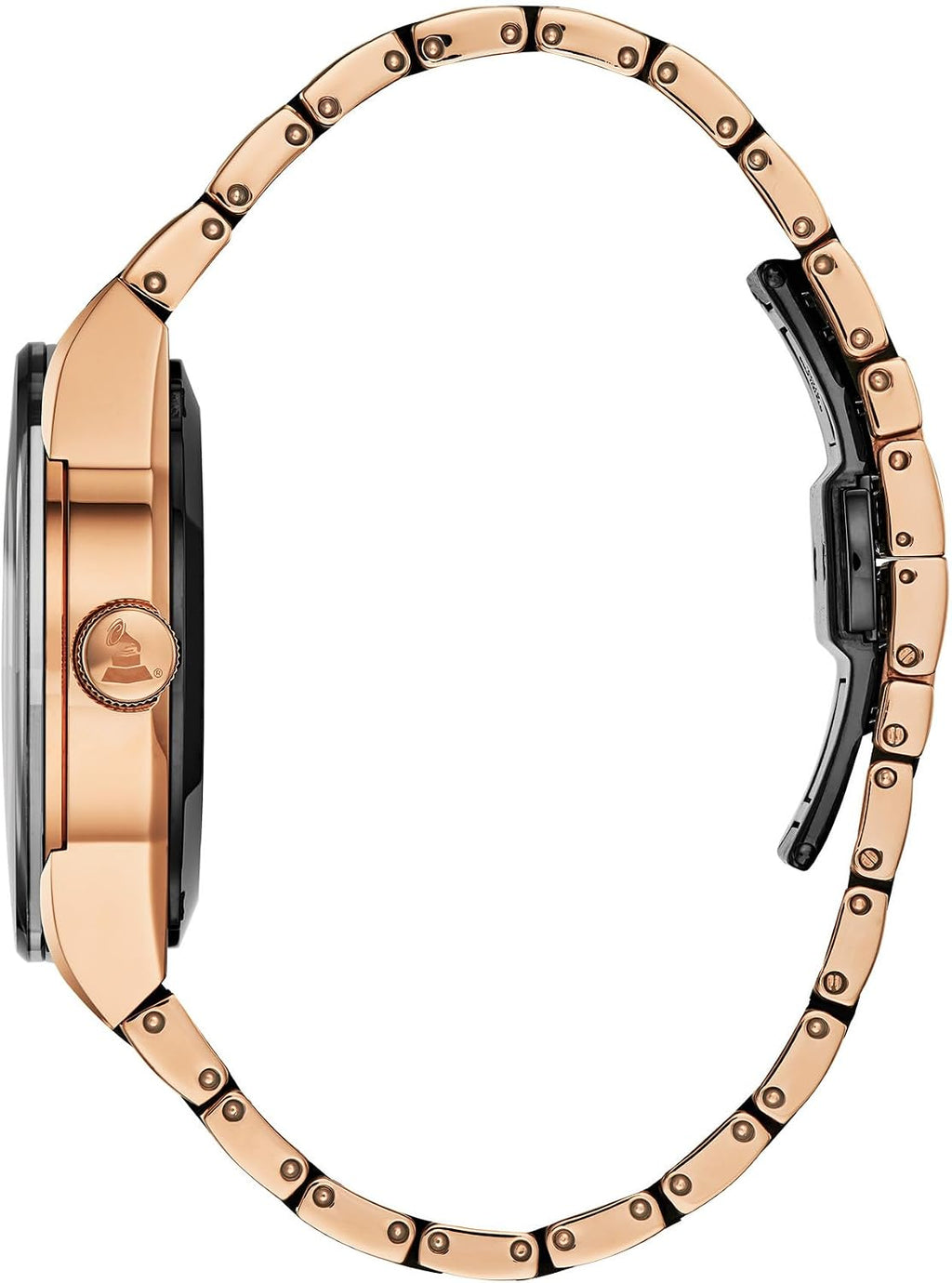 Bulova Latin Grammy Modern Millenia - Reloj automático de acero inoxidable en dos tonos, abertura de latido abierto, parte trasera de caja de exhibición, esfera negra, (Modelo: 98A236)