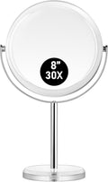 MIYADIVA Espejo de maquillaje, espejo de aumento 30X para escritorio, espejo de mesa 1X/30X con soporte, espejo de tocador de doble cara, espejo de maquillaje de viaje con aumento, espejos de escritorio para el hogar y la oficina de 8 pulgadas