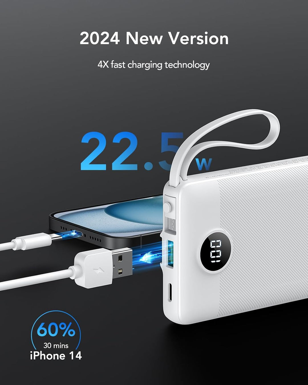 VRURC Banco de energía para iPhone, cargador portátil USB C de 1000...