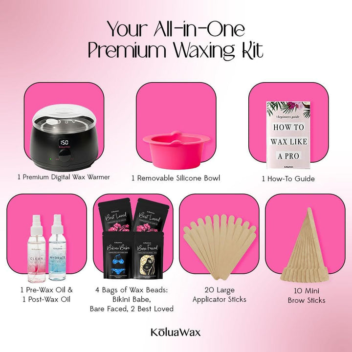 KoluaWax Kit de Cera Premium para Mujeres - Apto para Principiantes...