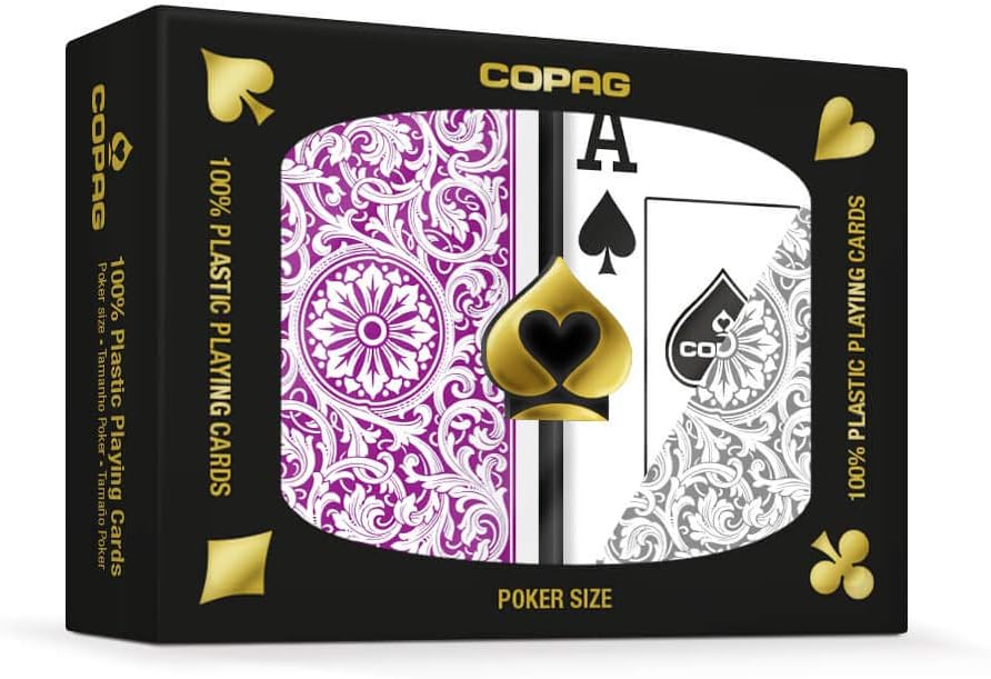 Copag 1546 Diseño 100% Plástico Cartas de Juego, Tamaño Póker (Estándar) Índice Jumbo Color Púrpura/Gris (1 Juego)
