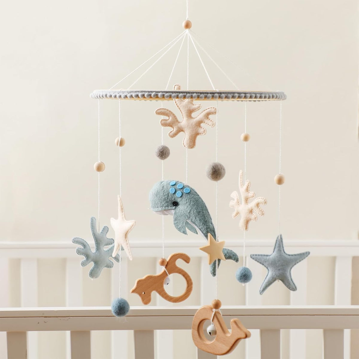 let's make Móvil para cuna para bebés niños niñas Océano Ballena Móvil de cuna neutro en género Hecho a mano Móvil de techo Mejores regalos para Navidad Cumpleaños Baby Shower