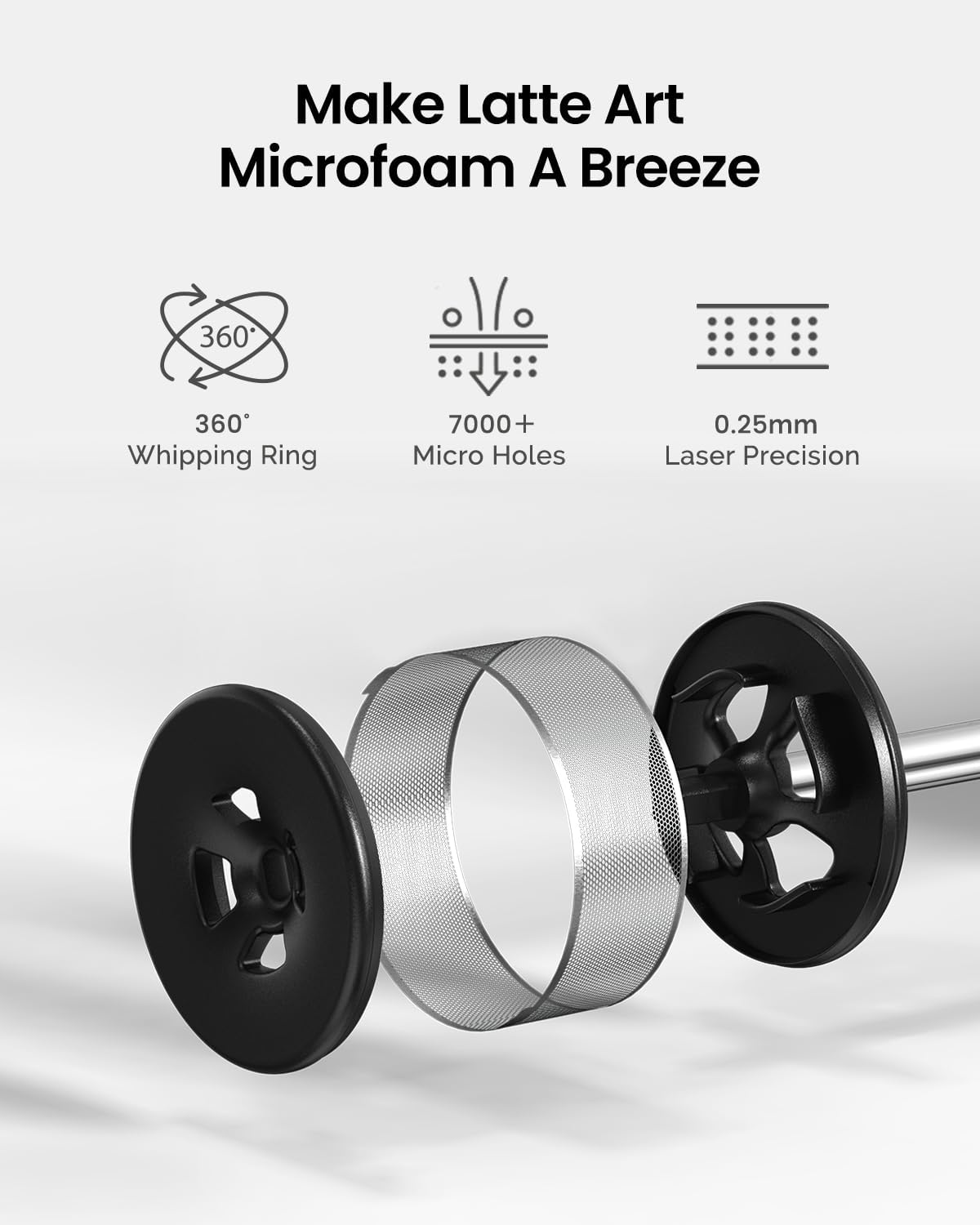 Maestri House LunaFro - Espumador de leche de grado barista, espumador de mano recargable con control de velocidad continuo, almohadilla de puntos de silicona con IPX6 impermeable, microespuma de
