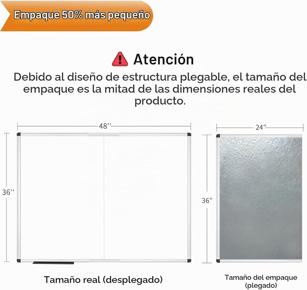 VIZ-PRO Pizarra magnética de borrado en seco, 48 x 36 pulgadas, plegable
