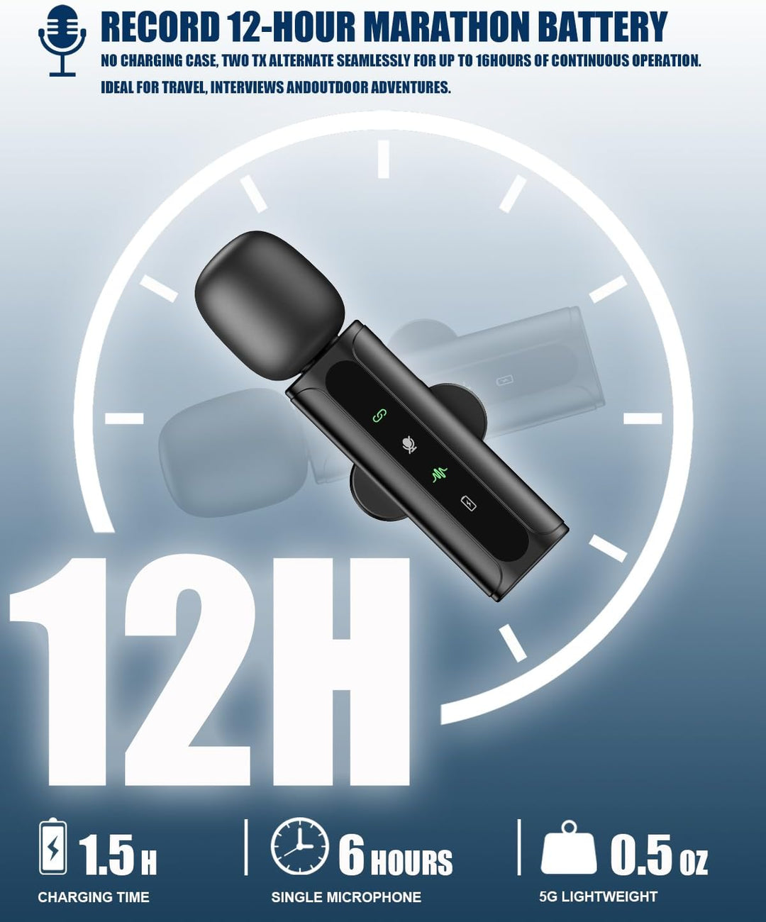 JCHIEN Micrófono inalámbrico para iPhone\/teléfono Android - Mini m...