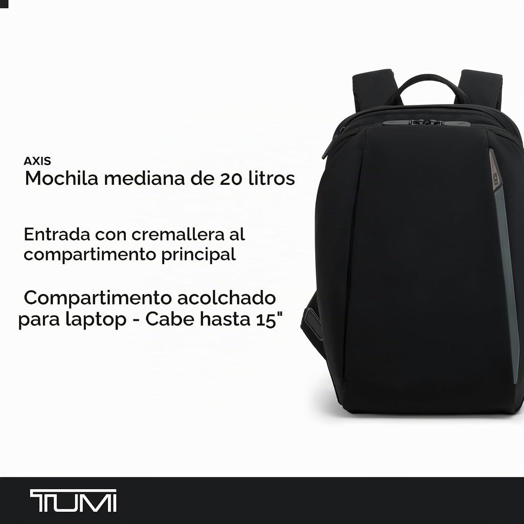 TUMI Axis Mochila mediana de 20 litros, se adapta a portátiles de hasta 15