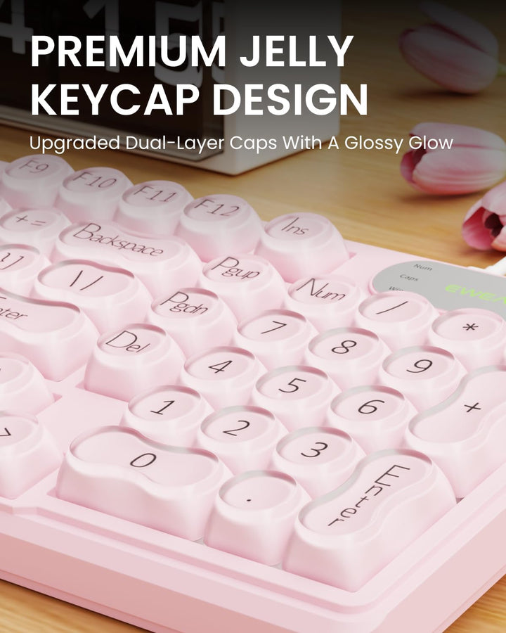 Teclado con cable EWEADN V102, teclado cremoso para juegos de 98 te...