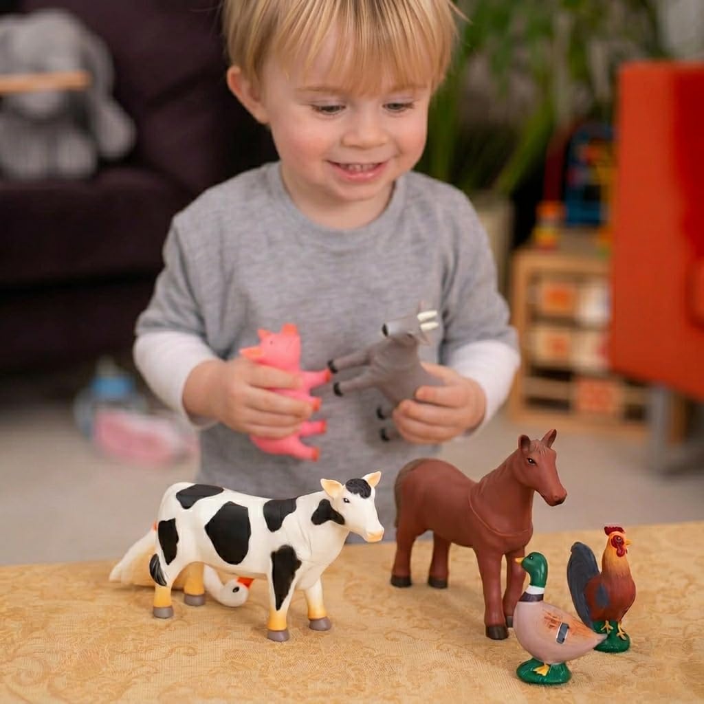 Conjunto de 8 figuras de animales de granja jumbo de Learning Minds