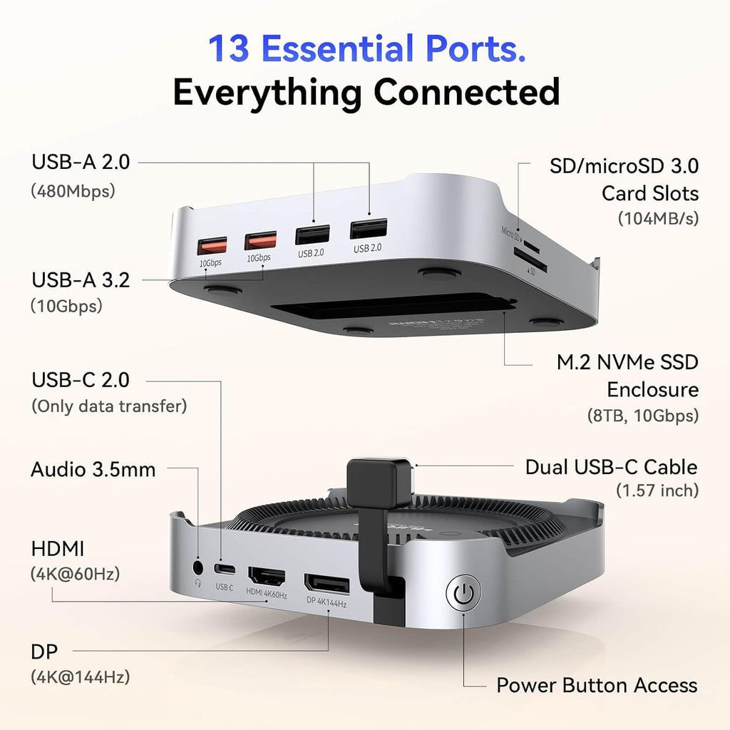 Mac mini M6, M5 Pro, M4 Dock con carcasa SSD M.2 NVMe de 8 TB
