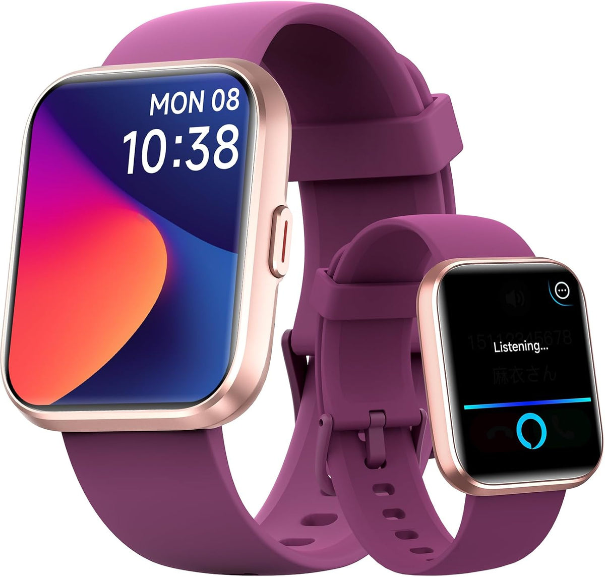 Fitpolo Relojes inteligentes para hombres/mujeres, 1.8 pulgadas Alexa incorporado reloj de seguimiento de fitness con llamadas Bluetooth, IP68 impermeable, frecuencia cardíaca, sueño, spO2/estrés, 110 modos deportivos para Android y iPhone