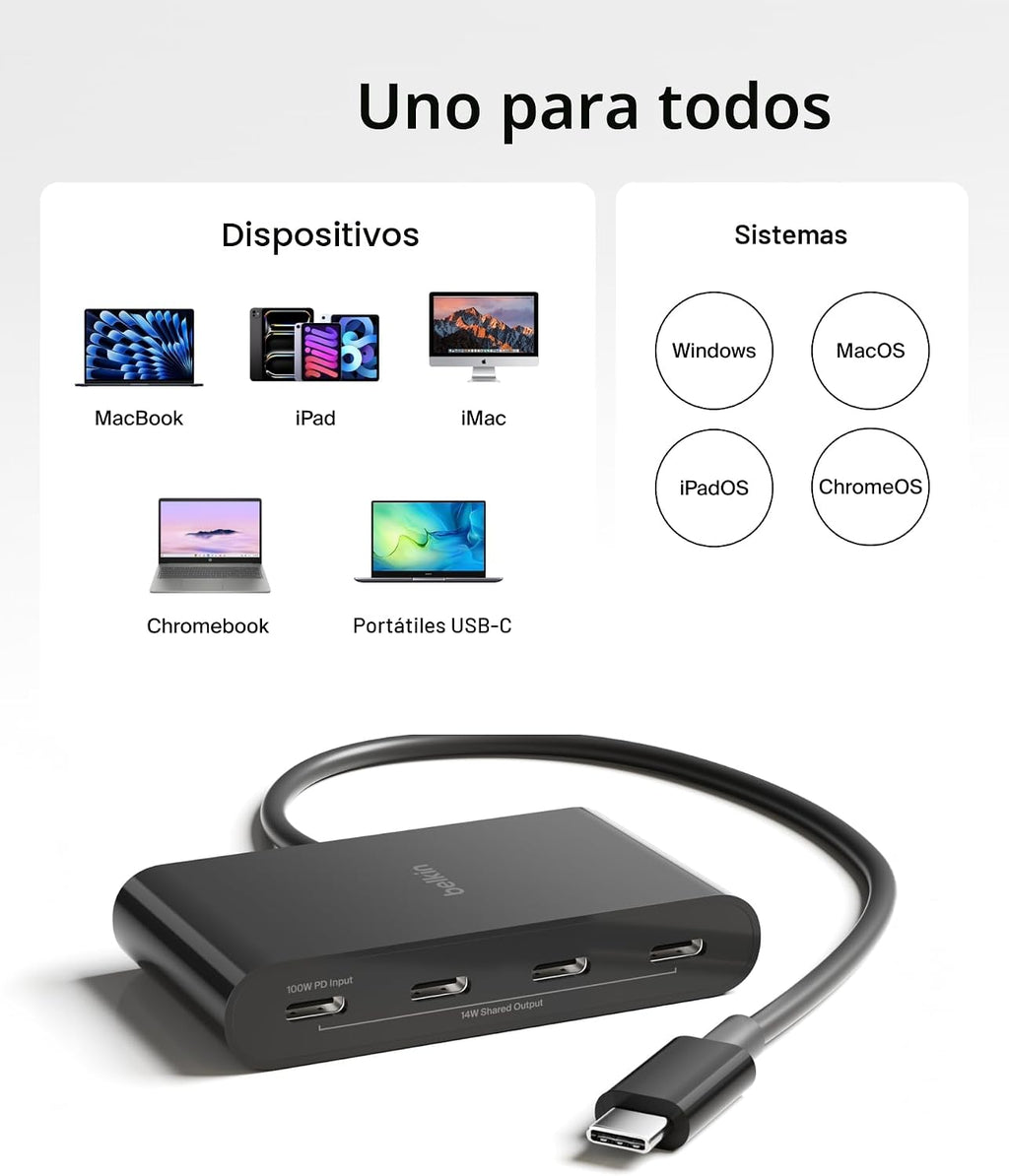Belkin, AVC018BTBK, hub USB 3.2 de 4 puertos