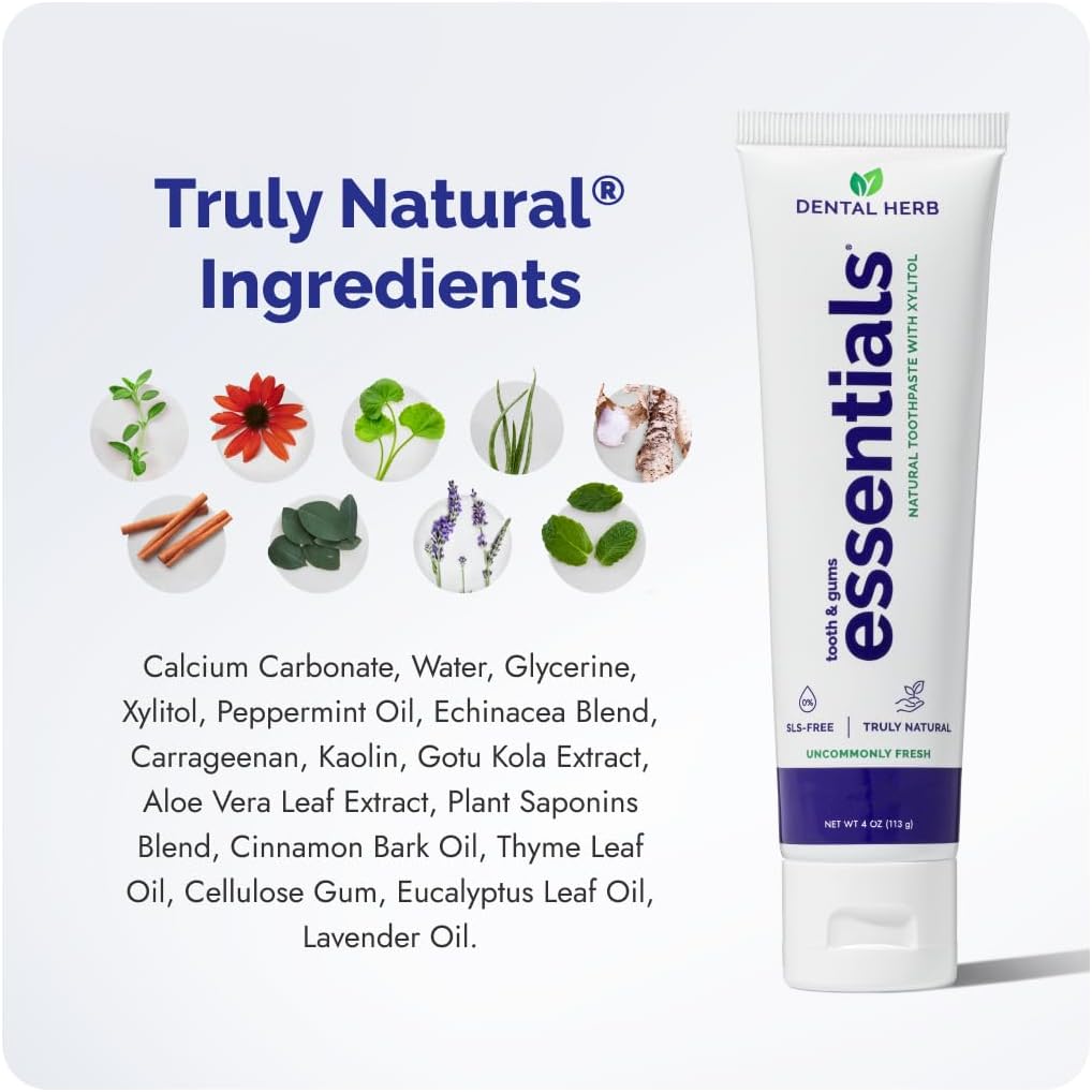 Dental Herb Company Essentials Pasta de dientes sin flúor, paquete...