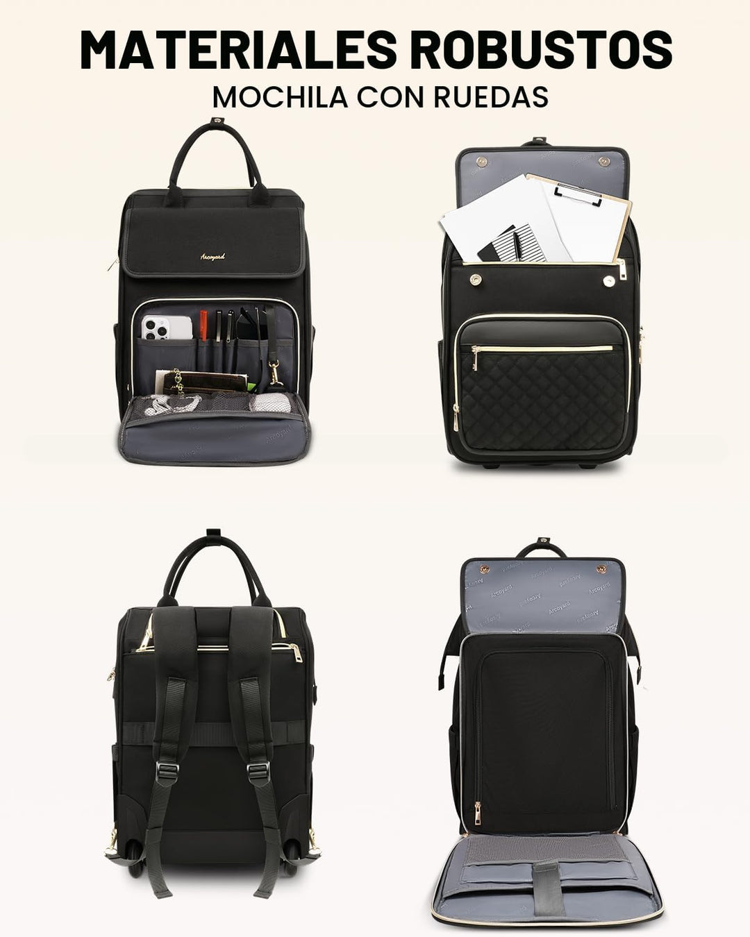 Mochila rodante Arcoyard para mujeres, mochila rodante para viajes...