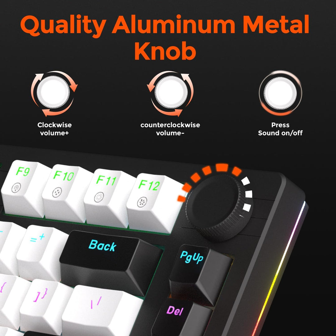 DAREU EK75 Teclado mecánico con cable, teclado 75% con perilla de v...
