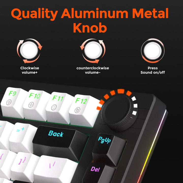 DAREU EK75 Teclado mecánico con cable, teclado 75% con perilla de v...