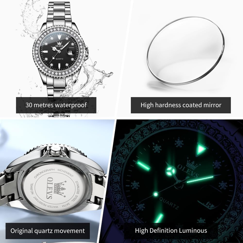 OLEVS Relojes para Mujeres Lujo Diamante con Fecha Analógico Cuartz para Mujer