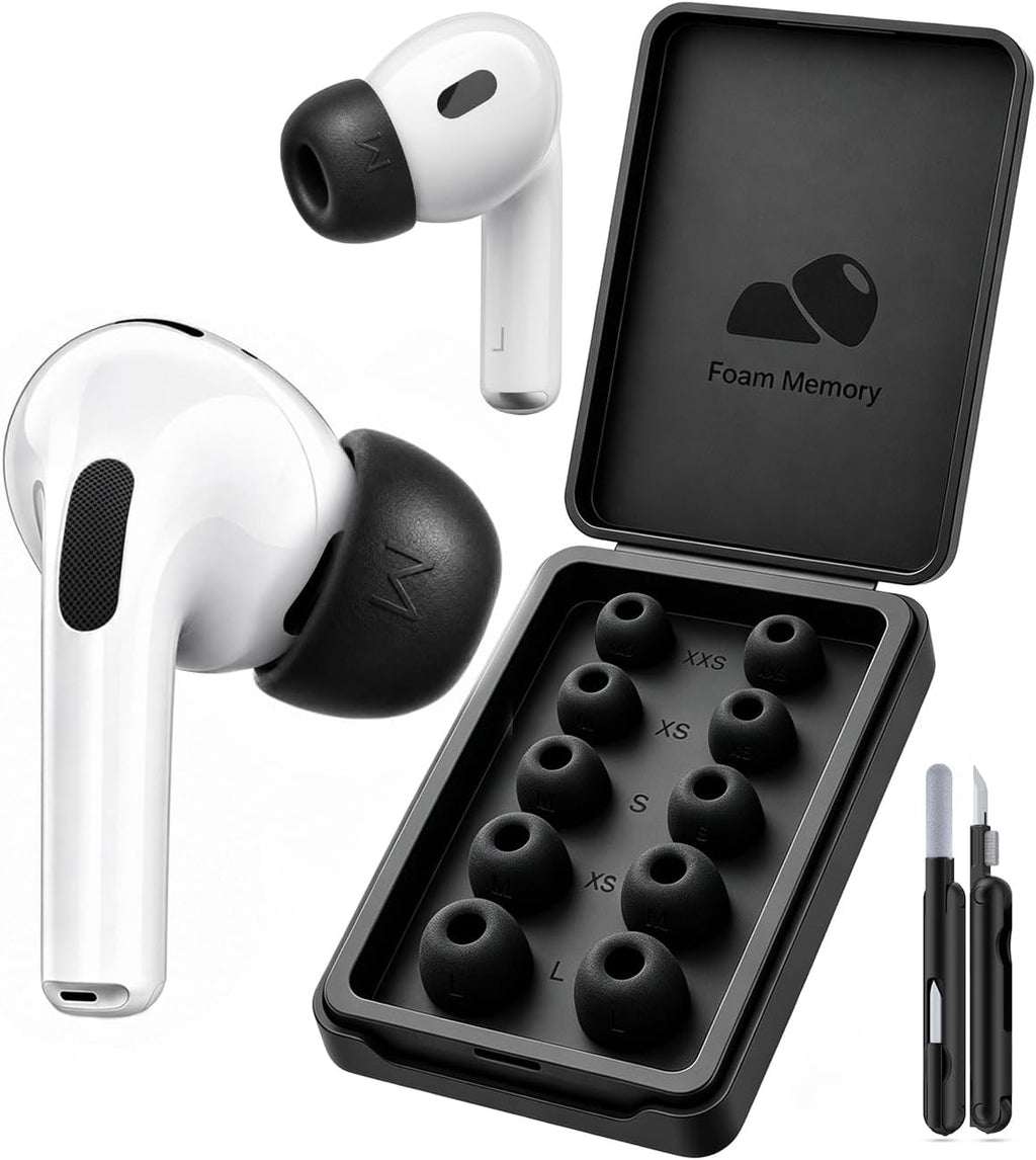 Puntas de espuma viscoelástica de reemplazo para AirPods Pro 3 (5 tamaños) - Negro
