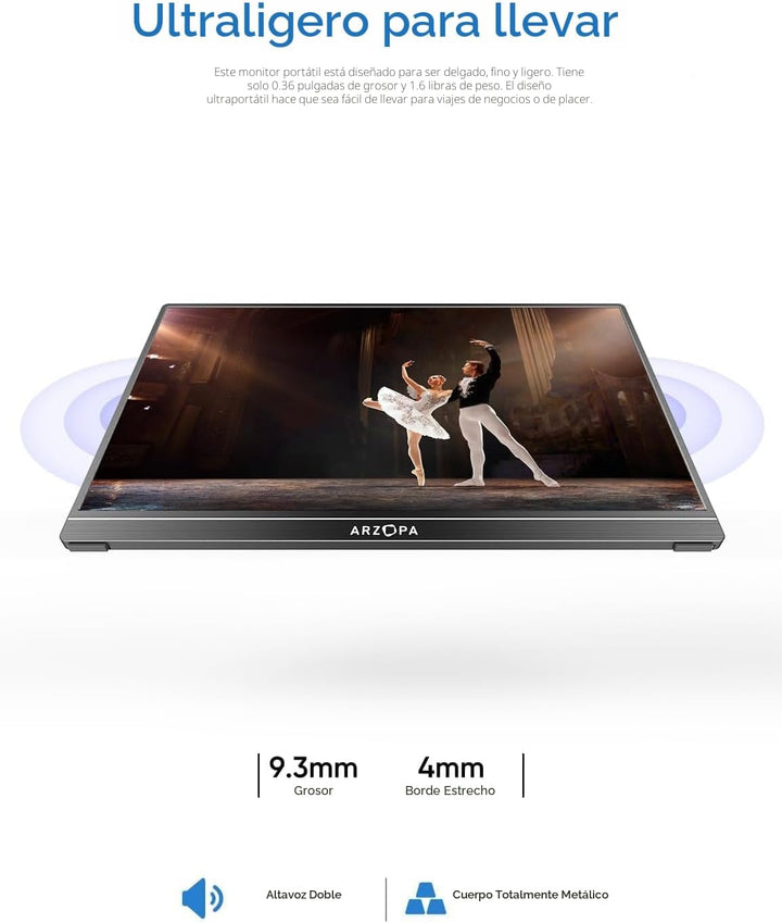 ARZOPA Monitor portátil de 15.6 pulgadas FHD 1080P \u2013 Monitor p...