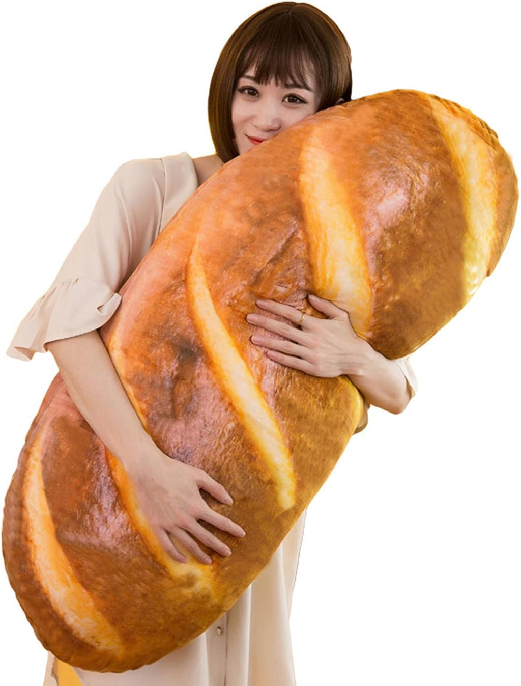 Levenkeness - Almohada en forma de pan 3D, suave almohada de simulación de pan con forma de hogaza de tostada con mantequilla, juguete de peluche para decoración del hogar, 31.4 pulgadas