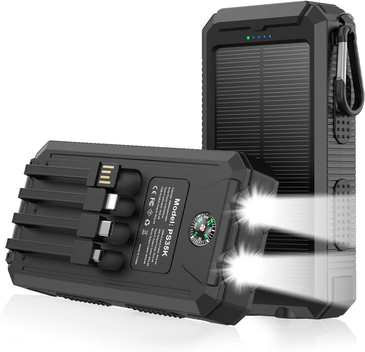 Kepswin Cargador solar de 20,000 mAh, banco de energía portátil, 4...