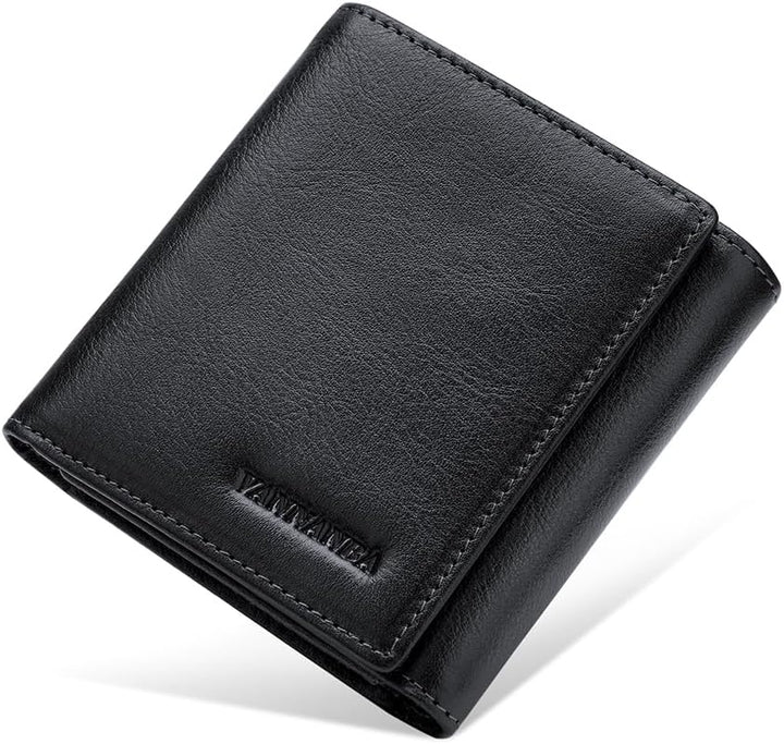 VANNANBA Cartera triple de cuero para hombre con ventanas para iden...