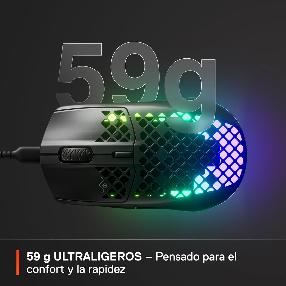 SteelSeries Aerox 3 - Ratón Gaming RGB con Perforaciones - Diseño U...