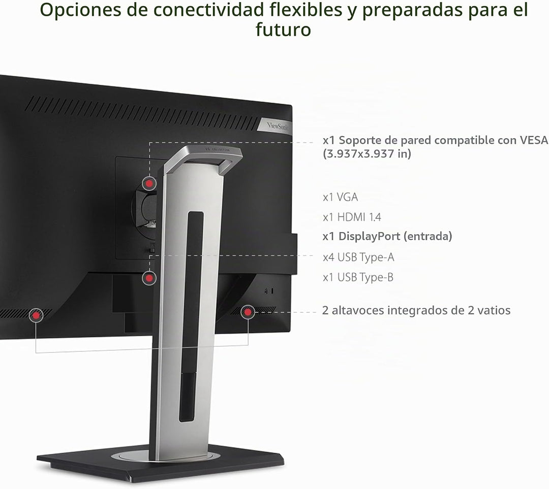ViewSonic VG2748A Monitor ergonómico IPS 1080p de 27 pulgadas con b...