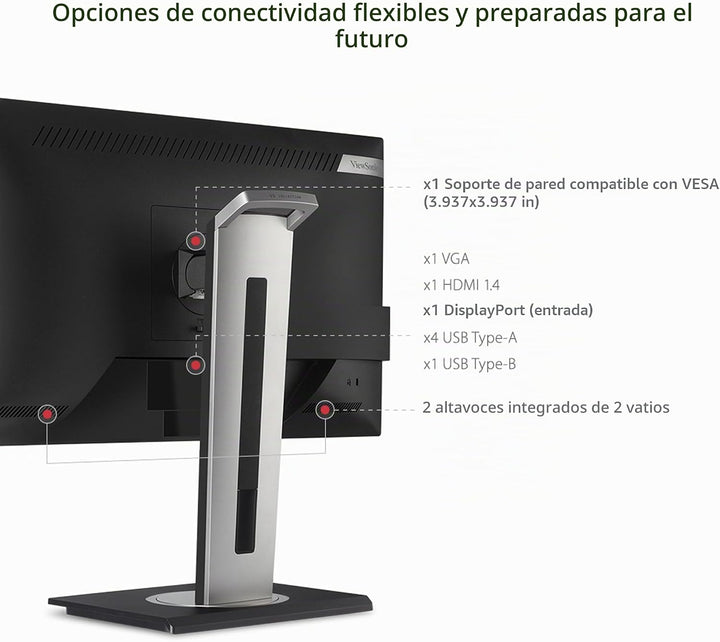 ViewSonic VG2748A Monitor ergonómico IPS 1080p de 27 pulgadas con b...