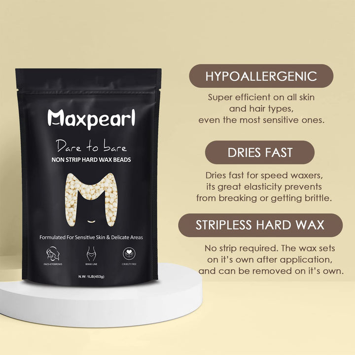 Maxpearl - Perlas de cera para depilación facial, 1 libra de granos...