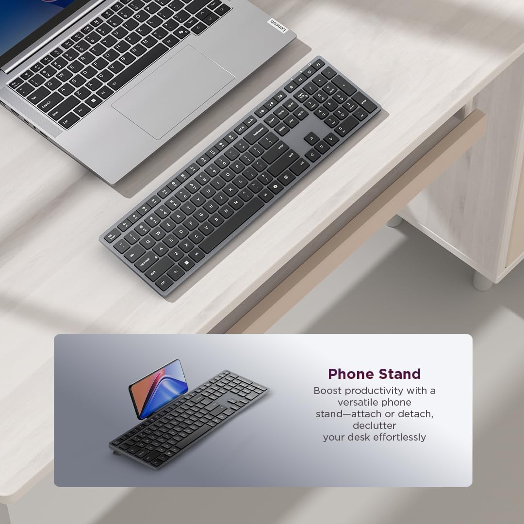 Teclado Inalámbrico Moderno Lenovo 700, Dongle 2.4 GHz y Conexión D...