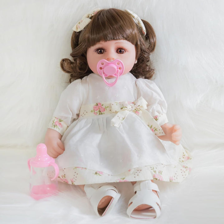 ENADOLL Reborn Baby Doll realista de vinilo de silicona de pelo riz...