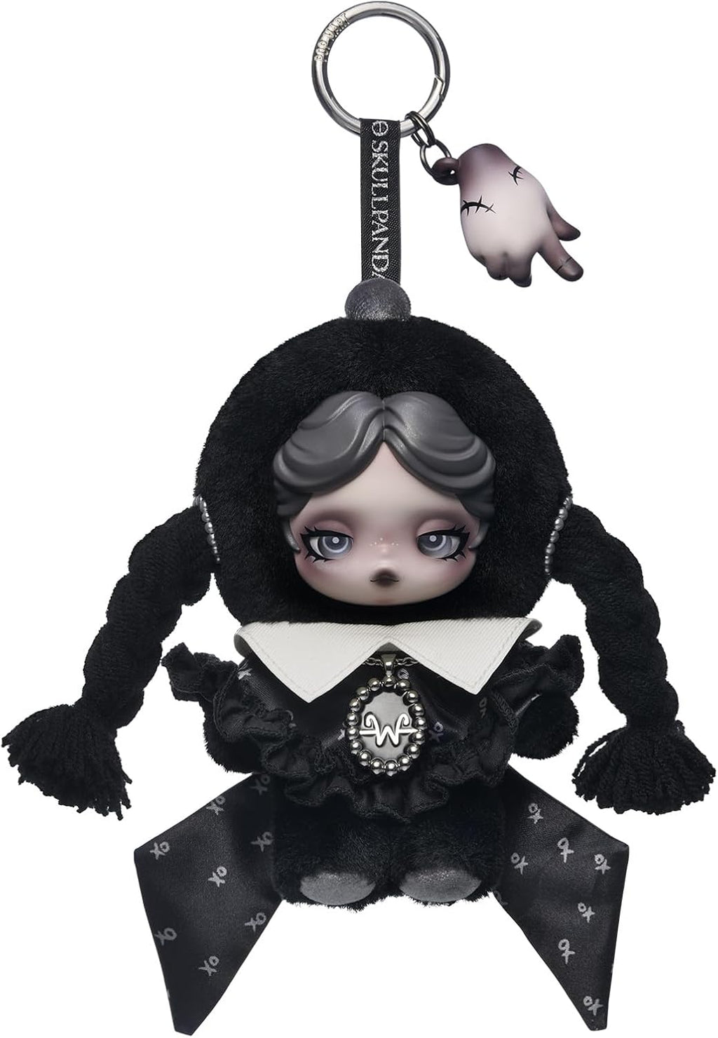 POP MART SKULLPANDA × Wednesday Plush Keychain（Classic Dress Version）