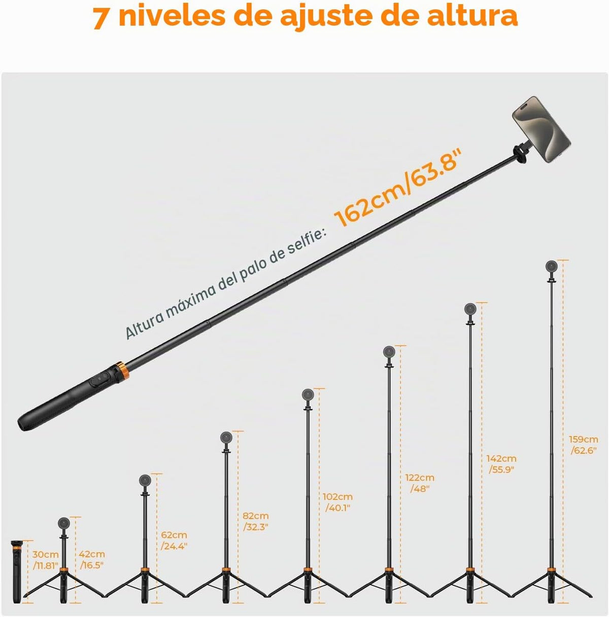 K&F CONCEPT Trípode magnético para selfie de 63 pulgadas
