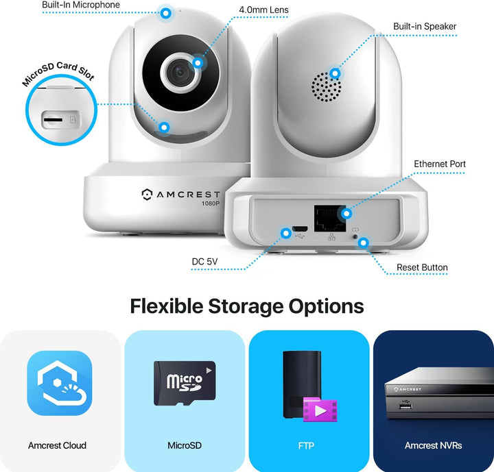 Amcrest 1080P Cámara de seguridad WiFi 2MP Cámara IP inalámbrica pa...