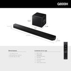 Samsung Barra de sonido de la serie Q HW-Q800H con subwoofer inalámbrico, modelo 2026