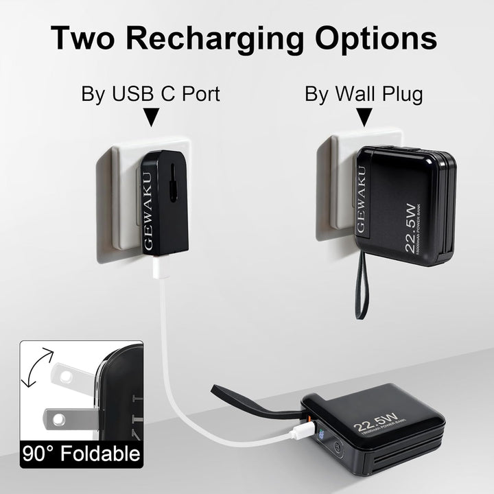 GEWAKU Cargador portátil con enchufe de pared, batería externa de 1...